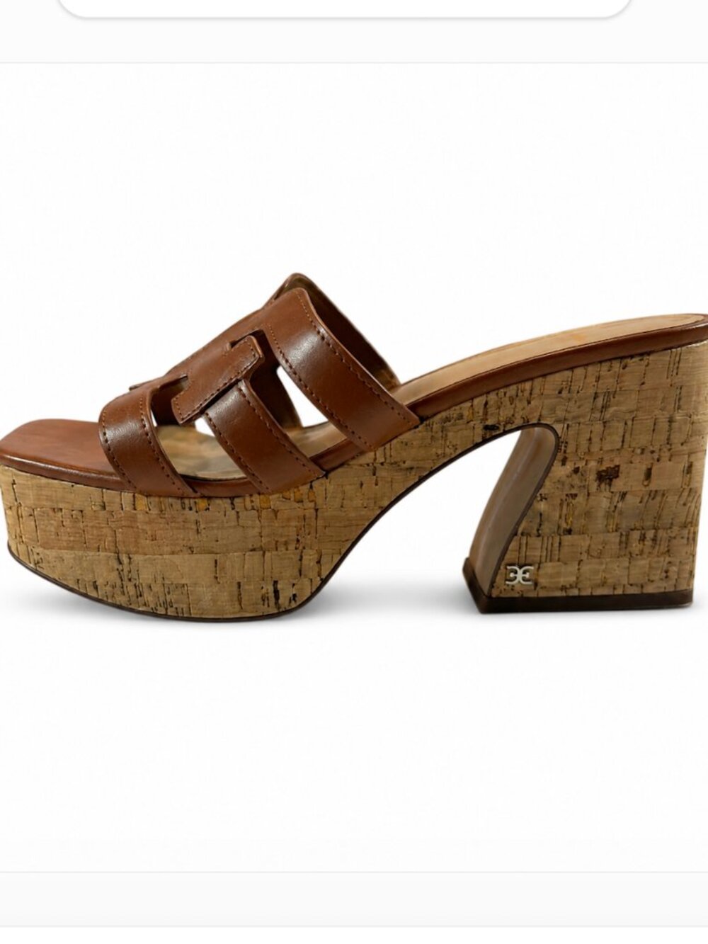 Sam Edelman Brown Platform Slide Sandals Cork Block Heel Women’s Size 10M